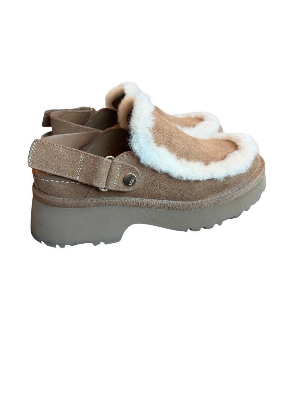 UGG Esmee Suede Block-Heel Slingback Clogs Shoes Camel Tan Suede Size 8 Women's - Picture 2 of 15